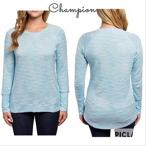 Champion High-Low Hem Crew Neck Long Sleeve Top Size Medium